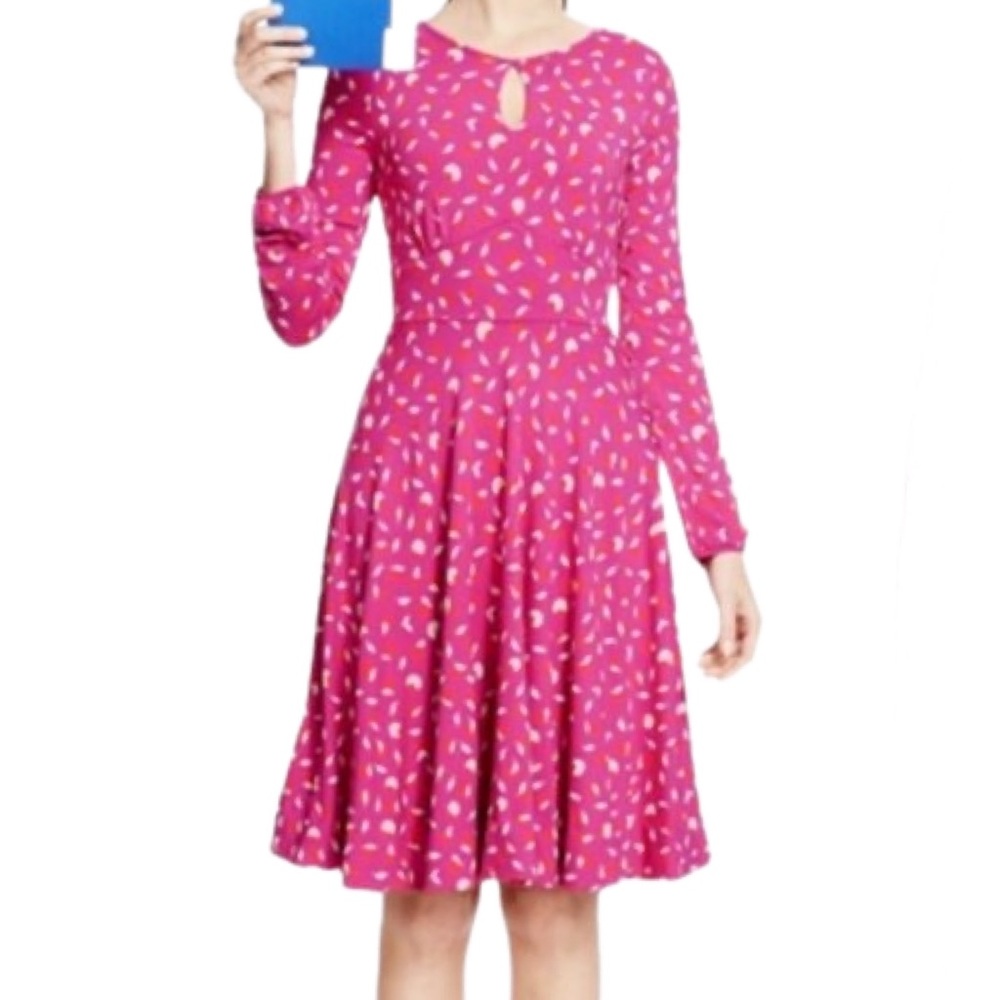Boden Marilyn Fuchsia Long Sleeve Dress